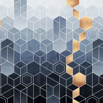 Fototapet premium, model 3d, ocean de hexagoane în gradient Gradient Geometry, dimensiuni pe comanda Rebel Walls