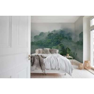 Fototapet premium, model 3d, pădure tropicală luxuriantă Misty Forest, Pastel, dimensiuni pe comanda Rebel Walls