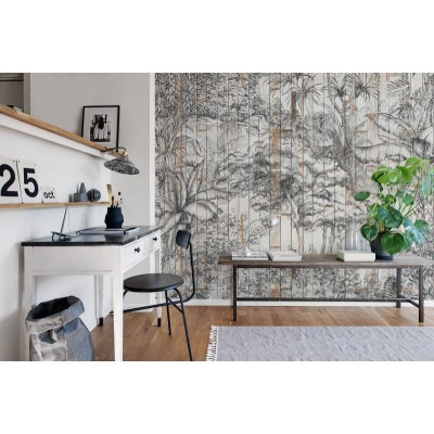 Fototapet premium, model 3d, jungla tropicala Secret Garden, Bali Boards, dimensiuni pe comanda Rebel Walls