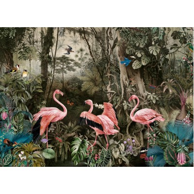 Fototapet fara imbinari Jungle Flamingos Premier Decor