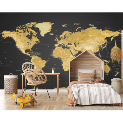 Fototapet fara imbinari Harta pe Negru Fototapet fara imbinari Harta pe Negru Premier Decor