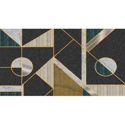 Fototapet fara imbinari Geometry In Black And Gold Tones Premier Decor