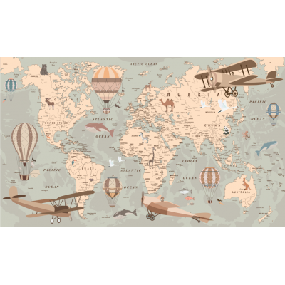Fototapet fara imbinari World Fly Map - Camera Copilului Premier Decor