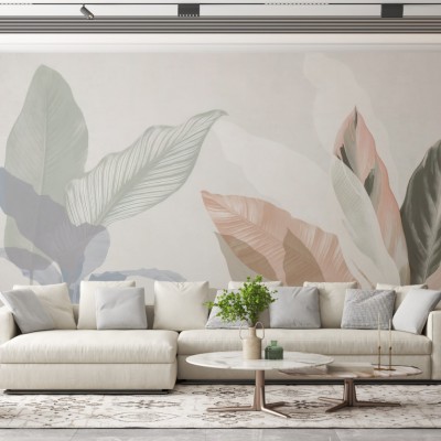 Fototapet fara imbinari Large Tropical Leaves Premier Decor