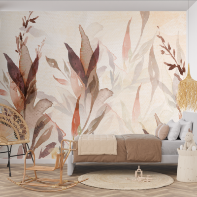 Fototapet fara imbinari Watercolor Leaves Premier Decor