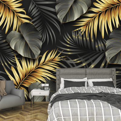 Fototapet fara imbinari Golden Leafs Premier Decor