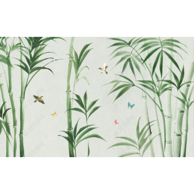Fototapet fara imbinari Watercolor Graceful Bamboo Premier Decor
