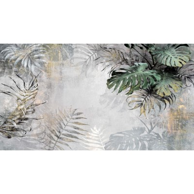 Fototapet fara imbinari Grunge Tropical Leaves Premier Decor