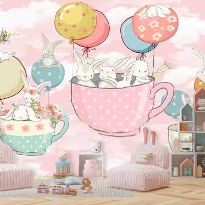 Fototapet fara imbinari Cute Flying Bunnies In Dreams Premier Decor