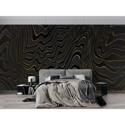 Fototapet fara imbinari Black And Gold Line Pattern Premier Decor
