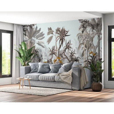 Fototapet fara imbinari Light Jungle Landscape With Tropical Trees And Plants Premier Decor