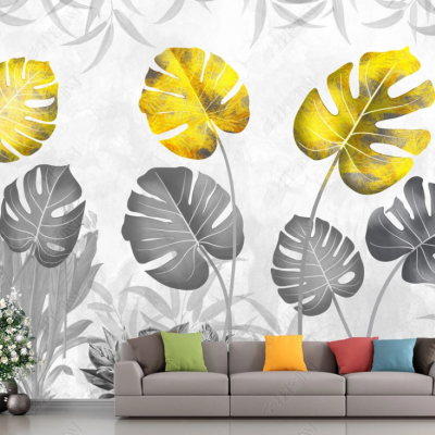Fototapet fara imbinari Dream Tropical Leaves Gold Premier Decor