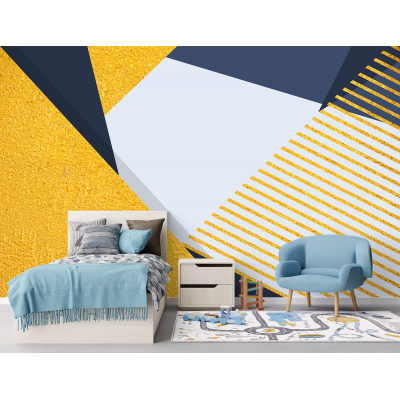Fototapet Geometric Vlies 3D Albastru-Galben Fototapet Geometric Vlies 3D Albastru-Galben Premier Decor