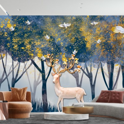 Fototapet fara imbinari Deer In The Forest Premier Decor
