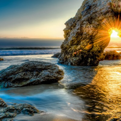 Fototapet fara imbinari Rocks Sea Sunset Premier Decor