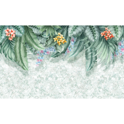 Fototapet fara imbinari Tropical Plants And Floral Leaves Premier Decor