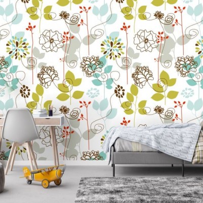 Fototapet fara imbinari Colorful Flowers Pattern Premier Decor