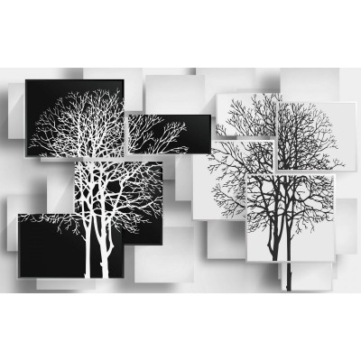 Fototapet fara imbinari Copac Alb-Negru Premier Decor