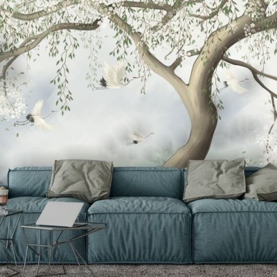 Fototapet fara imbinari Copacul Si Egretele Premier Decor