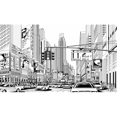 Fototapet fara imbinari Drawing City Premier Decor