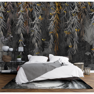 Fototapet fara imbinari Black and Gold Leaves Premier Decor