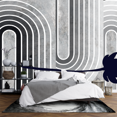 Fototapet fara imbinari geometrie alb negru grunge beton Premier Decor