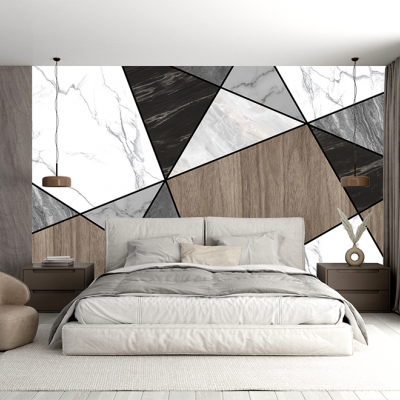 Fototapet fara Imbinari Geometrie Aspect Marmua Lemn Premier Decor