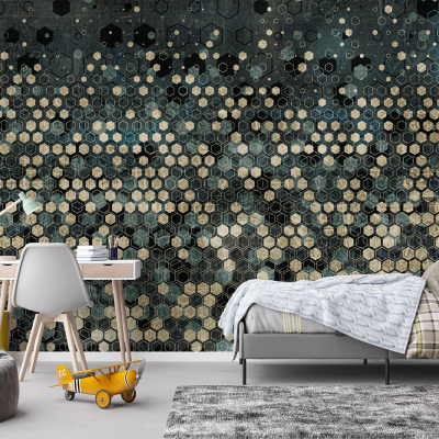 Fototapet fara imbinari geometrie verde Premier Decor