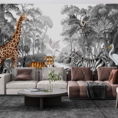 Fototapet fara imbinari Jungla Alb negru Premier Decor