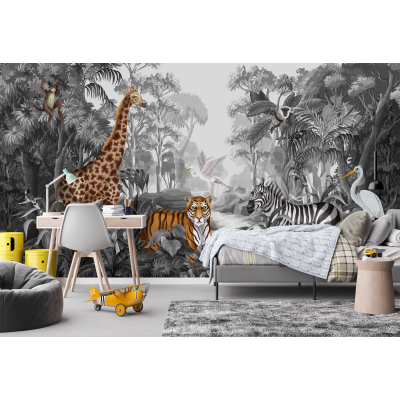 Fototapet fara imbinari Jungla Alb negru Premier Decor
