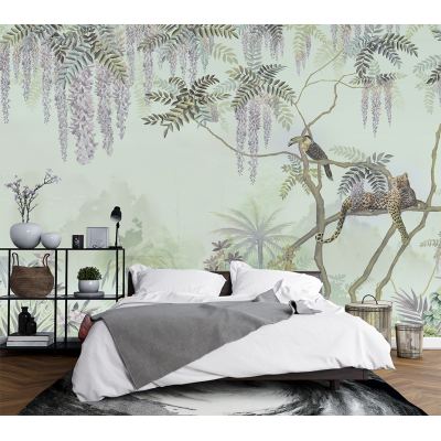 Fototapet fara imbinari Jungla Flori Jaguar Tropical Premier Decor