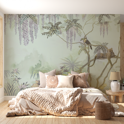Fototapet fara imbinari Jungla Flori Jaguar Tropical Premier Decor