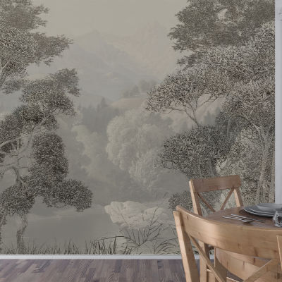 Fototapet Fara Imbinari Padure Alb Negru - Living si Dormitor Premier Decor