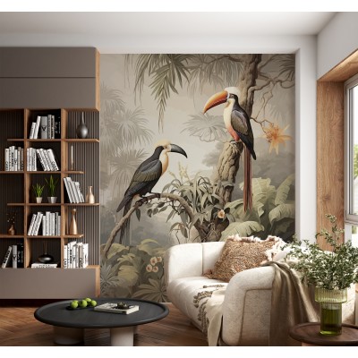 Fototapet fara imbinari Parrots in Jungle Premier Decor