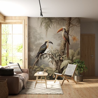 Fototapet fara imbinari Parrots in Jungle Premier Decor