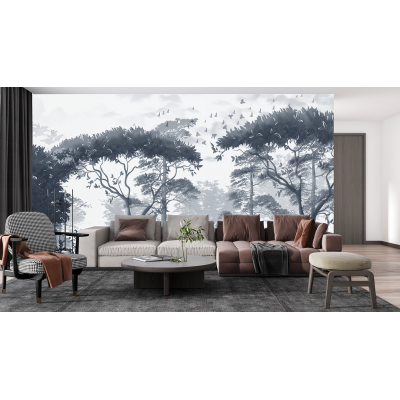Fototapet Fara Imbinari Peisaj Padure In Tonuri Albastre Pale Premier Decor