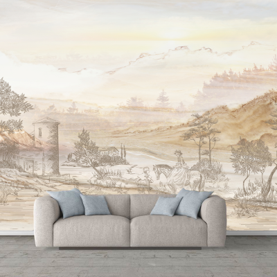 Fototapet Fara Imbinari Peisaj Sepia - Living si Dormitor Premier Decor