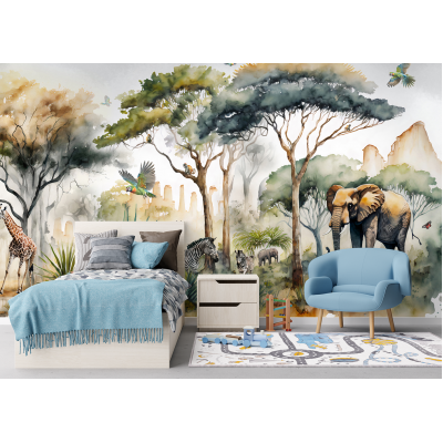 Fototapet fara Imbinari personalizat Jungla In Acuarela Premier Decor