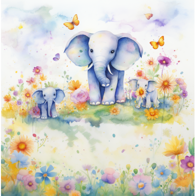 Fototapet fara imbinari Watercolour Elephant Premier Decor
