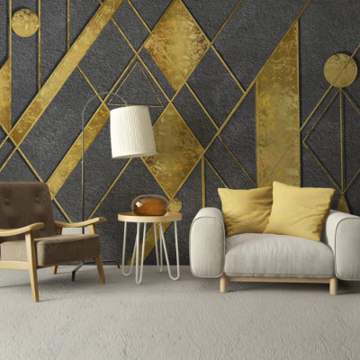 Fototapet fara imbinari Golden Abstract Lines Premier Decor