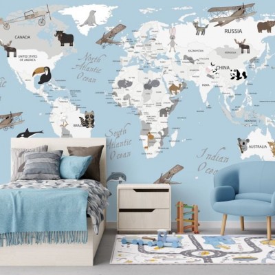 Fototapet fara imbinari Harta Lumii Premier Decor