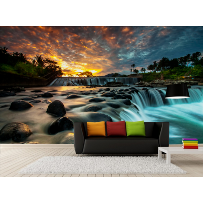 Fototapet fara imbinari Sunset Waterfall Premier Decor