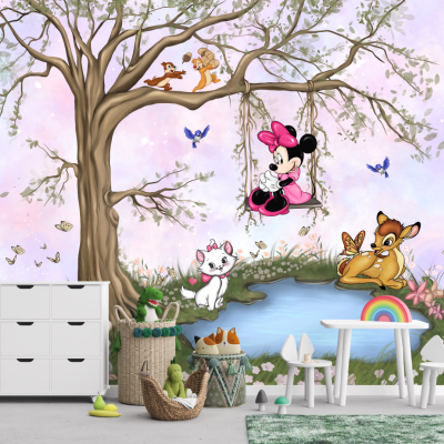 Fototapet fara imbinari Sweet Dream Friends on Pink Premier Decor