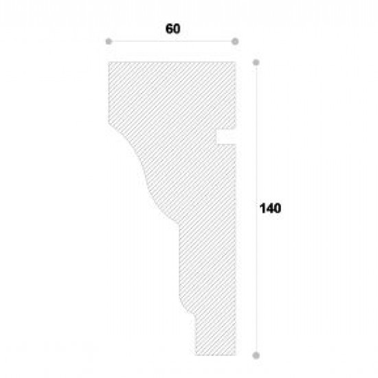 Ancadrament fereastră exterior NA130 polistiren 140x60x2000 mm Ancadrament fereastră exterior NA130 polistiren 140x60x2000 mm
