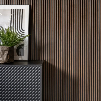 Panou Riflaj Polimer Dur 3D L0104T Lamelli Stretto Dark Oak Stejar Inchis 1.2x12x200 cm MARDOM DECOR