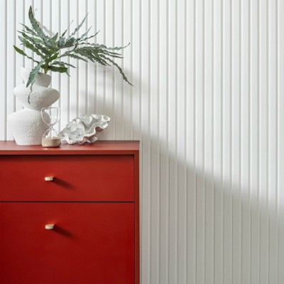 Panou Riflaj Polimer Dur 3D L0201T Lamelli Medio White Alb 1.2x12.1x200 cm MARDOM DECOR