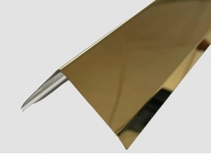 Profil tip cornier cu laturi tesite, auriu oglinda 30x30 mm, lungime 2700 mm, grosime 0.6 mm