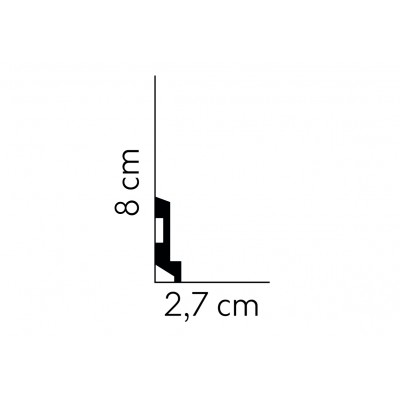 Plinta decorativa 8x2.7x200 cm, polimer rigid, alba, vopsibila, Mardom MD024, geometrica MARDOM DECOR