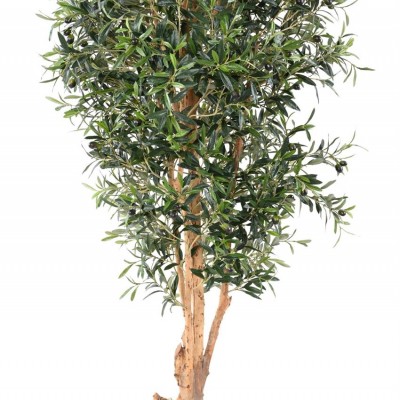 Măslin artificial decorativ, trunchi noduros, 150 cm, verde, masline negre