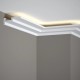 Cornisa tavan QL024 polimer rigid 3 x 8.5 x 200 cm compatibila LED, minimalista, alb vopsibil, Mardom Decor